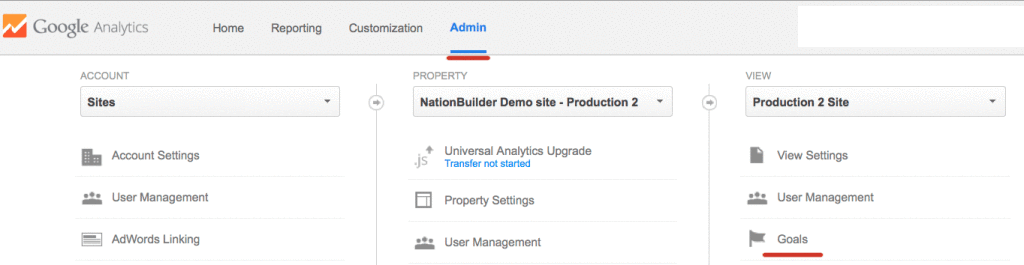 This is the admin panel in Google Analytics. It will look different next week.